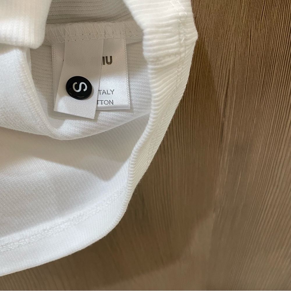 Miu Miu White Ribbed Logo Tank - Picture 4 of 6